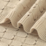 Off White Weave 100% Cotton Cellular Blanket Ideal for Prams, cots 100cm x 80cm