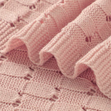 Pink Weave 100% Cotton Cellular Blanket Ideal for Prams, cots 100cm x 80cm