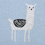 Llama Blue 100% Cotton Cellular Blanket Ideal for Prams, cots. 100cm x 80cm