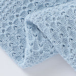 Sky Blue Knitted 100% Cotton Cellular Blanket Ideal for Prams, cots 100cm x 80cm