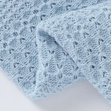 Sky Blue Knitted 100% Cotton Cellular Blanket Ideal for Prams, cots 100cm x 80cm