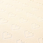 Off White Hearts 100% Cotton Cellular Blanket Ideal for Prams, cots 100cm x 80cm