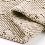 Tan Hearts 100% Cotton Cellular Blanket Ideal for Prams, cots 100cm x 80cm