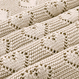 Tan Hearts 100% Cotton Cellular Blanket Ideal for Prams, cots 100cm x 80cm