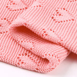 Pink Hearts 100% Cotton Cellular Blanket Ideal for Prams, cots 100cm x 80cm