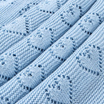 Sky Blue Hearts 100% Cotton Cellular Blanket Ideal for Prams, cots 100cm x 80cm