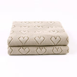 Tan Hearts 100% Cotton Cellular Blanket Ideal for Prams, cots 100cm x 80cm