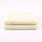 Off White Hearts 100% Cotton Cellular Blanket Ideal for Prams, cots 100cm x 80cm
