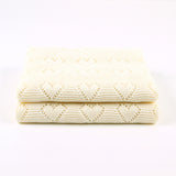 Off White Hearts 100% Cotton Cellular Blanket Ideal for Prams, cots 100cm x 80cm