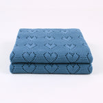 Blue Hearts 100% Cotton Cellular Blanket Ideal for Prams, cots 100cm x 80cm