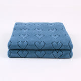 Blue Hearts 100% Cotton Cellular Blanket Ideal for Prams, cots 100cm x 80cm