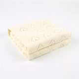Off White Hearts 100% Cotton Cellular Blanket Ideal for Prams, cots 100cm x 80cm