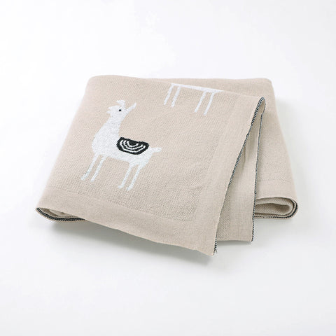 Llama Cream 100% Cotton Cellular Blanket Ideal for Prams, cots. 100cm x 80cm