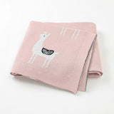 Llama Pink 100% Cotton Cellular Blanket Ideal for Prams, cots. 100cm x 80cm