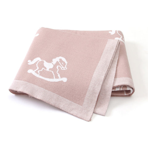 Rocking Horse Pink 100% Cotton Cellular Blanket Ideal for Prams, cots, car Seats and Moses Baskets. 100cm x 80cm