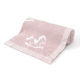 Rocking Horse Pink 100% Cotton Cellular Blanket Ideal for Prams, cots, car Seats and Moses Baskets. 100cm x 80cm