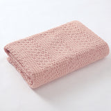 Pink Knitted 100% Cotton Cellular Blanket Ideal for Prams, cots 100cm x 80cm