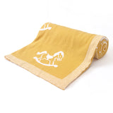 Rocking Horse Yellow 100% Cotton Cellular Blanket Ideal for Prams, cots, car Seats and Moses Baskets. 100cm x 80cm