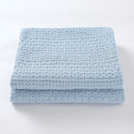 Sky Blue Knitted 100% Cotton Cellular Blanket Ideal for Prams, cots 100cm x 80cm