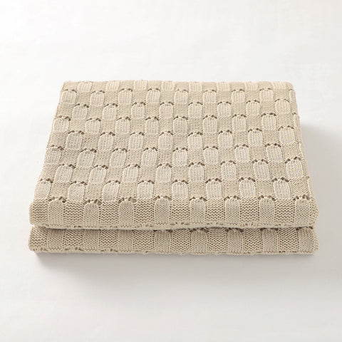 Off White Weave 100% Cotton Cellular Blanket Ideal for Prams, cots 100cm x 80cm