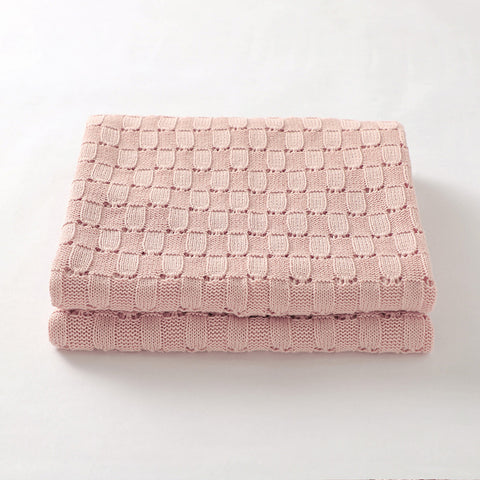 Pink Weave 100% Cotton Cellular Blanket Ideal for Prams, cots 100cm x 80cm