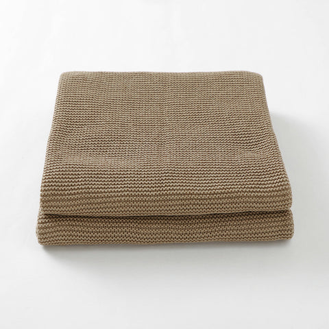 Khaki Classic Knit 100% Cotton Cellular Blanket Ideal for Prams, cots 100cm x 80cm