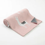 Llama Pink 100% Cotton Cellular Blanket Ideal for Prams, cots. 100cm x 80cm