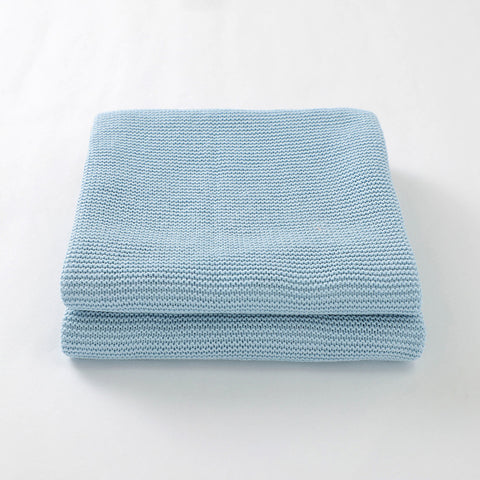 Sky Blue Classic Knit 100% Cotton Cellular Blanket Ideal for Prams, cots 100cm x 80cm