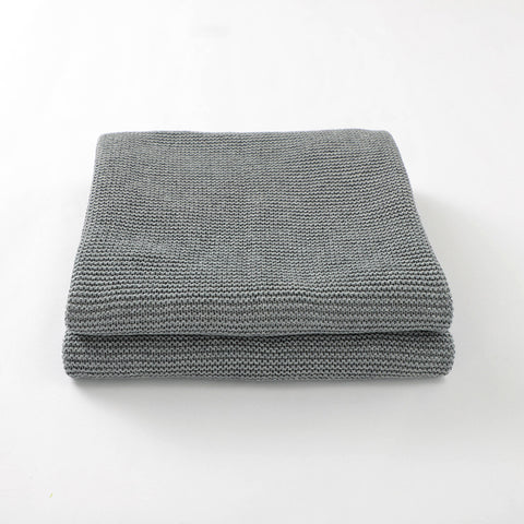 Grey Classic Knit 100% Cotton Cellular Blanket Ideal for Prams, cots 100cm x 80cm