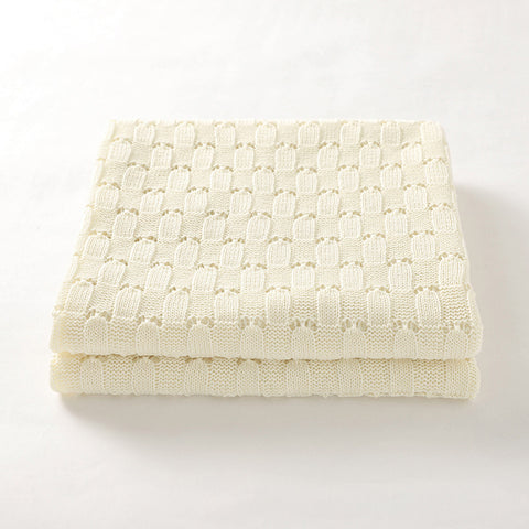 Cream Weave 100% Cotton Cellular Blanket Ideal for Prams, cots 100cm x 80cm