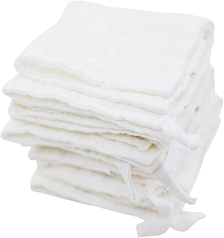 Organic White Muslin Washcloth for Babies made from 100% Cotton Fabric, Baby Face Towel, Extra Soft & Reusable, for Girls & Boys - Pure White - 7 Pack