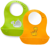 Waterproof Soft Silicone Baby Bibs - Green & Yellow