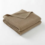 Khaki Classic Knit 100% Cotton Cellular Blanket Ideal for Prams, cots 100cm x 80cm