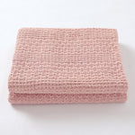 Pink Knitted 100% Cotton Cellular Blanket Ideal for Prams, cots 100cm x 80cm