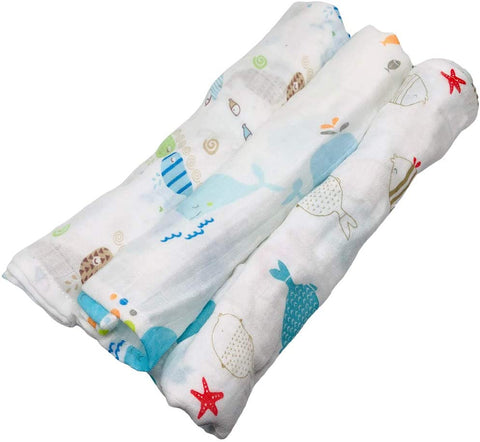 Under The Sea Set Of 3 Muslin Squares 60cm x 60cm