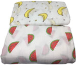 Melons and Bananas Bamboo/Cotton Muslin Blanket Set 120cm x 120cm