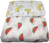 Melons and Bananas Bamboo/Cotton Muslin Blanket Set 120cm x 120cm