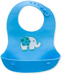 Waterproof Soft Silicone Baby Bibs -Blue & Yellow