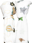 Elephants Bamboo/Cotton Muslin Blanket Set 120cm x 120cm