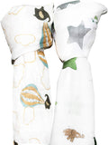 Elephants Bamboo/Cotton Muslin Blanket Set 120cm x 120cm