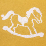 Rocking Horse Yellow 100% Cotton Cellular Blanket Ideal for Prams, cots, car Seats and Moses Baskets. 100cm x 80cm