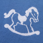 Rocking Horse Blue 100% Cotton Cellular Blanket Ideal for Prams, cots, car Seats and Moses Baskets. 100cm x 80cm