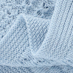 Sky Blue Knitted 100% Cotton Cellular Blanket Ideal for Prams, cots 100cm x 80cm