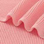 Pink Classic Knit 100% Cotton Cellular Blanket Ideal for Prams, cots 100cm x 80cm