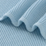 Sky Blue Classic Knit 100% Cotton Cellular Blanket Ideal for Prams, cots 100cm x 80cm