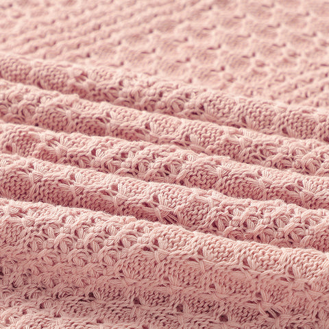 Pink Knitted 100% Cotton Cellular Blanket Ideal for Prams, cots 100cm ...