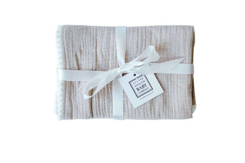 Pompom 100% Organic Cotton Baby Muslins Set of 3-40cm x 40cm Squares (Gray)
