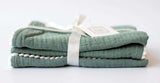 Pompom 100% Organic Cotton Baby Muslins Set of 3-40cm x 40cm Squares (Blue Green)