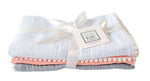 Pompom 100% Organic Cotton Baby Muslins Set of 3-40cm x 40cm Squares (White, Pink, Gray)