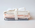 Pompom 100% Organic Cotton Baby Muslins Set of 3-40cm x 40cm Squares (White, Pink, Gray)